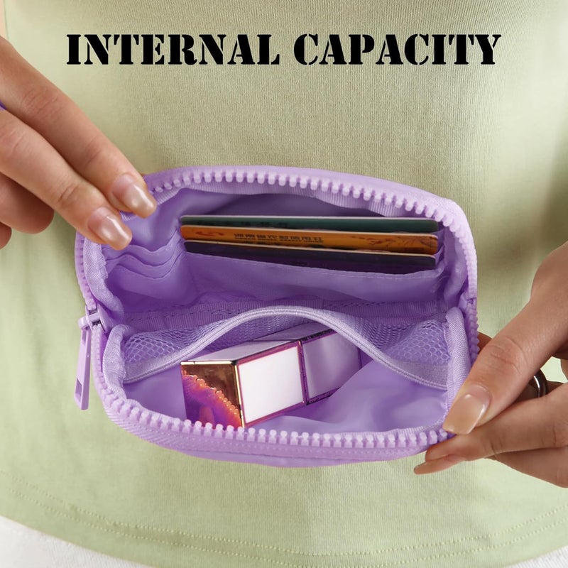 DiDida The Iris Wallet Zip Card Case with ID Window Purses for Women Coin Purse with Zipper Mini Portable Keychain Wallet, Purple - Image 5